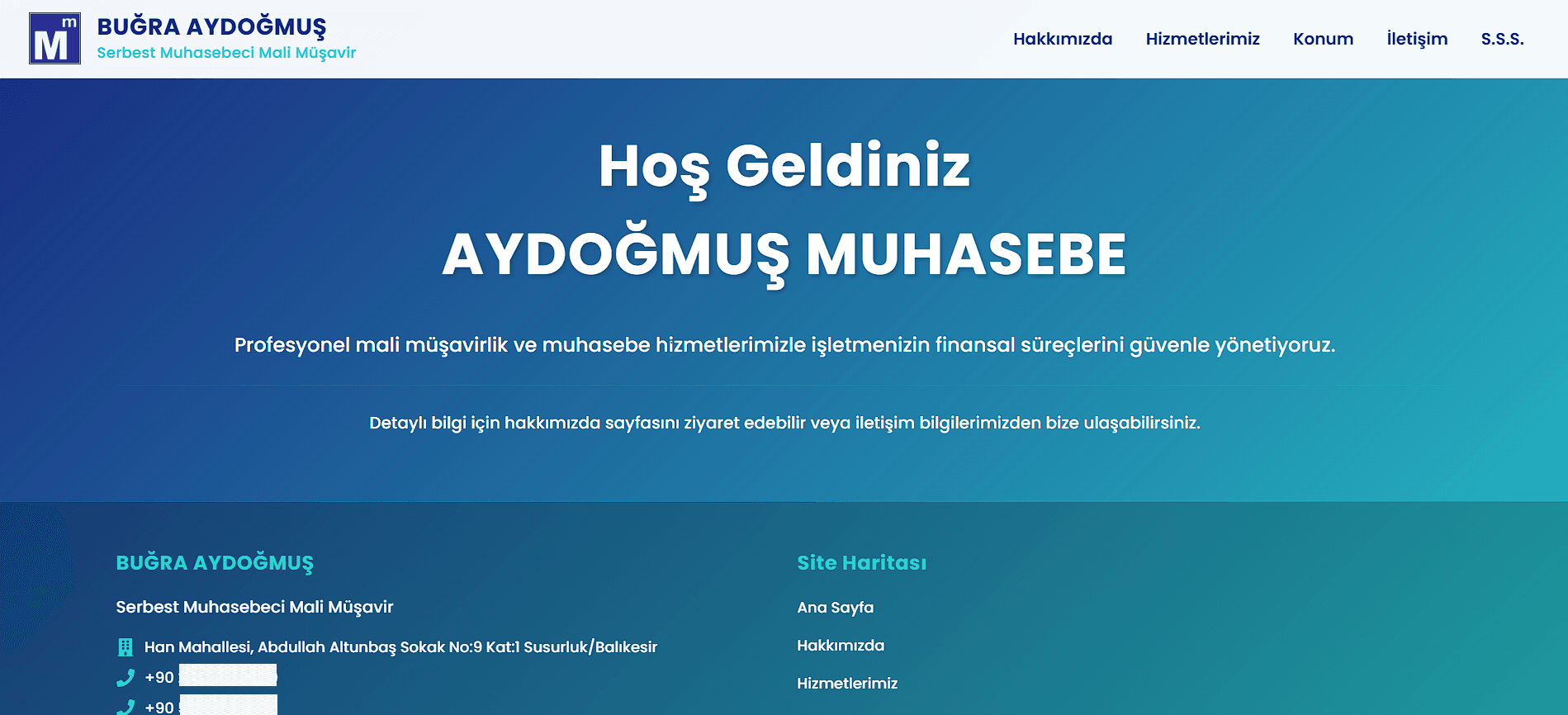 Aydoğmuş Muhasebe Kurumsal Web Sitesi