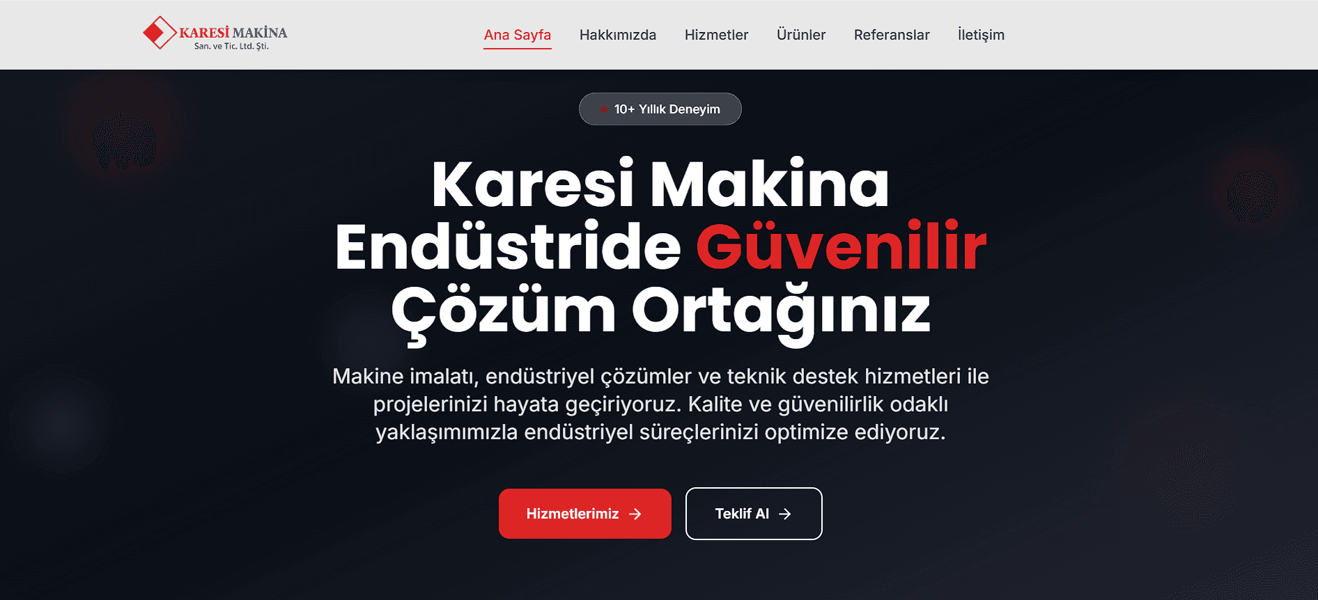 Karesi Makina Kurumsal Web Sitesi