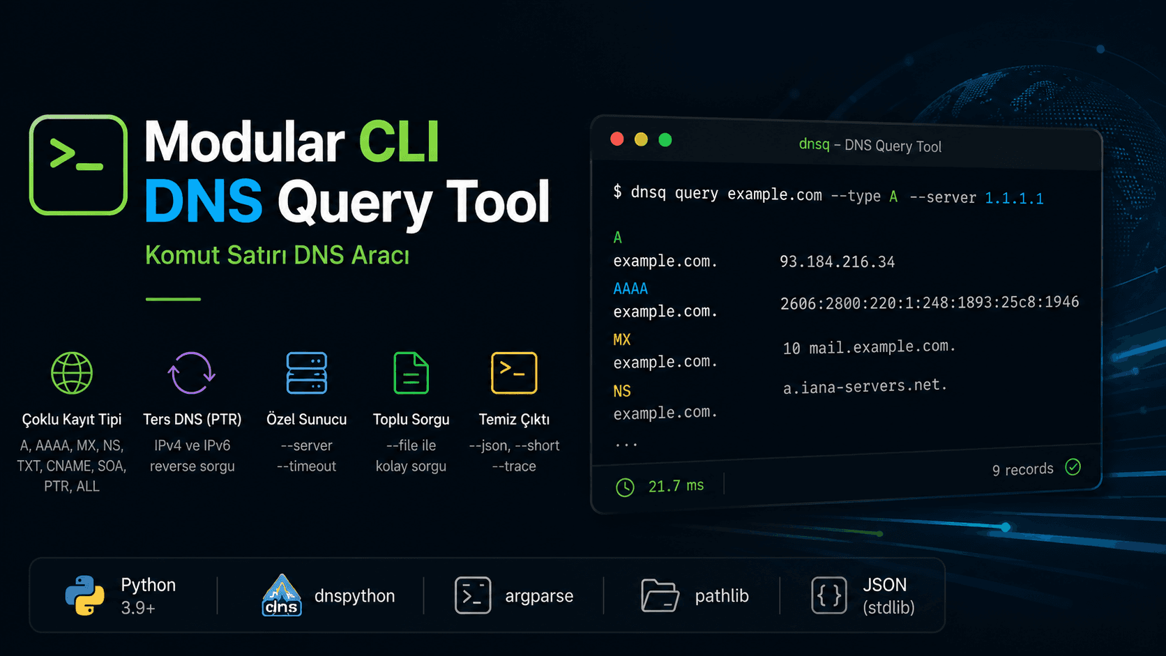 Modular CLI DNS Query Tool