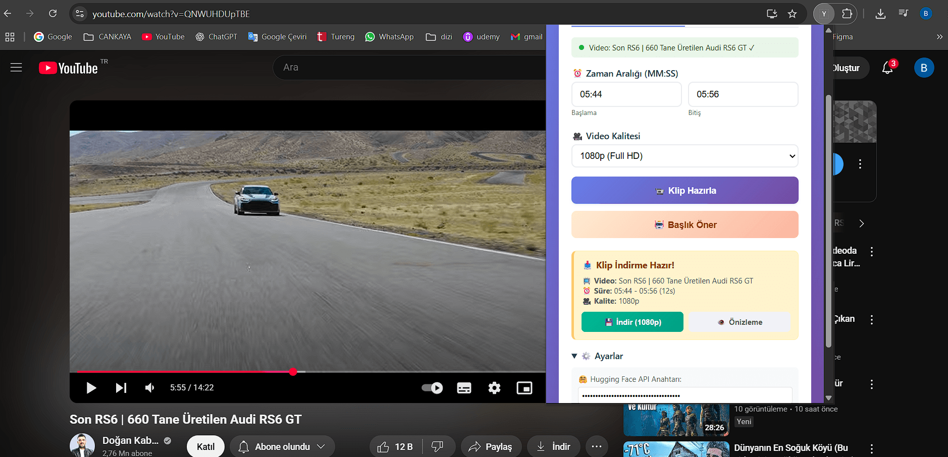 YouTube Video Klip Kesici Chrome Uzantısı