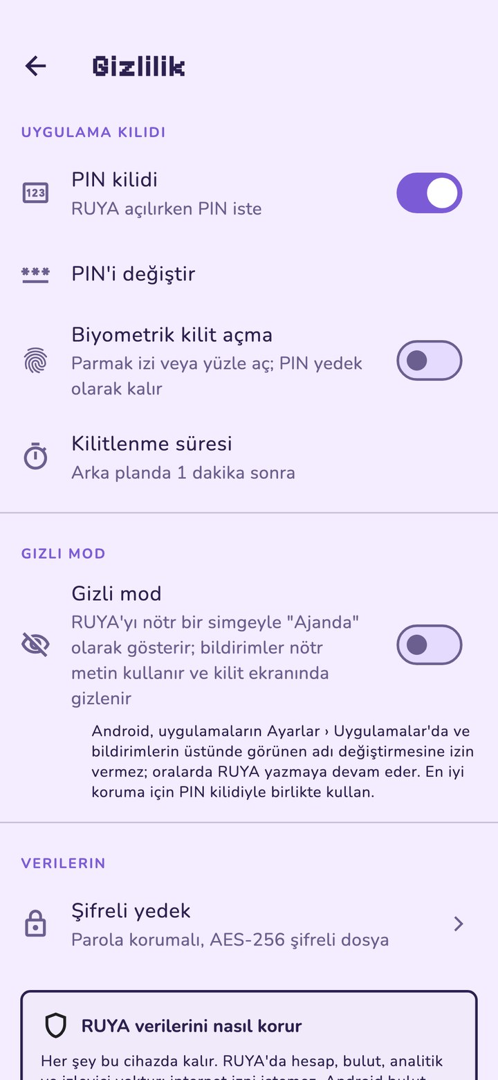 RUYA - Döngü Takip Uygulaması — görsel 10, tam ekran